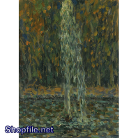 Tranh sơn dầu lá vàng rơi mùa thu